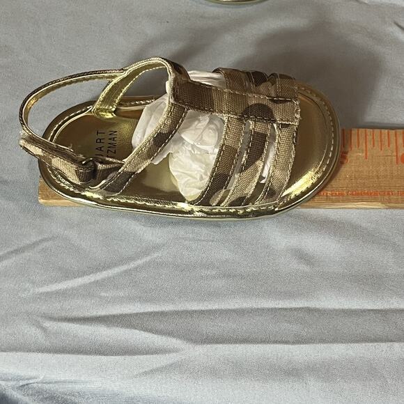 MY FIRST WEITZMANS STUART WEITZMAN Caesar Gold Baby Camo Sandals 4 (9-12M) W/Box - Picture 12 of 16